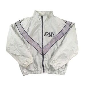 US Army IPFU Jacket Mens Small Regular Gray Reflective V Full Zip Windbreaker